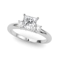 thumbnail image 1 of Eloya Jewel 1.7 Ct Moissanite Three Stone Engagement Ring - 14K White Gold Plated Princess Cut Moissanite Ring for Women - Wedding Jewelry with Three Stone Design for Her - Valentine Gifts, 1 of 2