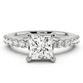 thumbnail image 1 of Eloya Jewel 1.8 Ct Princess Cut Solitaire Engagement Ring for Women - 14K White Gold Plated - Prong Set Wedding Ring with Accent Moissanite - Moissanite - Bridal Jewellery for Her, 1 of 2