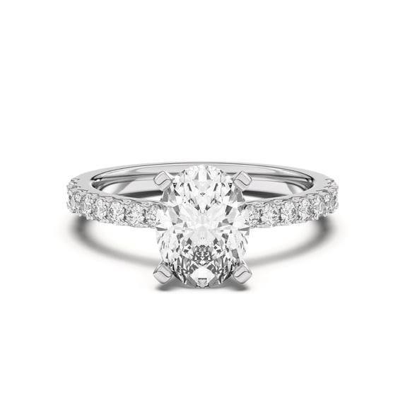 Eloya Jewel 1.81 Ct Oval Cut Moissanite Ring for Women - Engagement Ring in 14K White Gold Plated Ring - Wedding Solitaire Ring - Stunning Proposal Ring for Her - Elegant Gift for Her