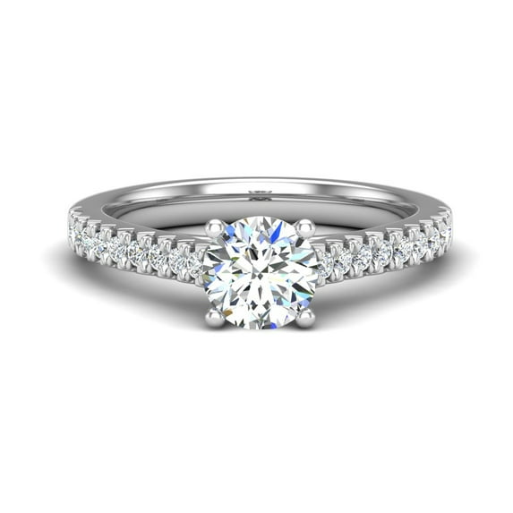 Eloya Jewel 1.81 Ct Prong Set Round Cut Moissanite Ring for Women - Beautiful 14K White Gold Plated Anniversary Ring - Perfect Engagement Wedding Ring for Her - Gift for Special Occasion