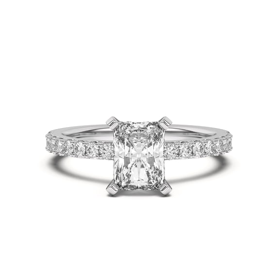 Eloya Jewel 1.81 Ct Radiant Cut Moissanite Ring - 14K White Gold Plated Engagement Ring for Women's - Timeless Wedding Ring - Anniversary Jewelry Gift - Sparkling Moissanite Engagement Ring