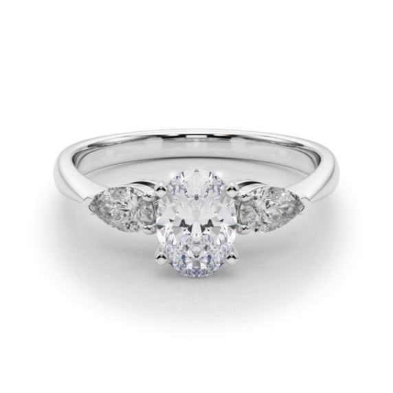 Eloya Jewel 1.92 Ct Oval Cut Moissanite Engagement Ring - Stunning Prong Set Three Stone Design - 14K White Gold Plated Ring - Elegant Ring for Women - Perfect Proposal Ring for Women's