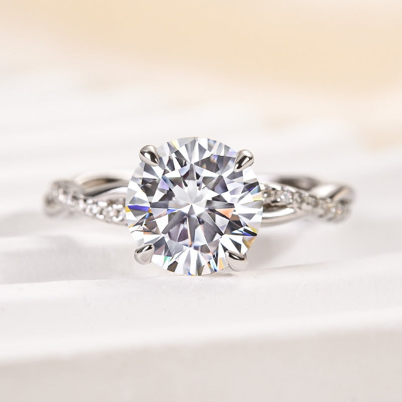 Eloya Jewel 14K White Gold Plated 2 Ct Round Cut Diamond Ring ...