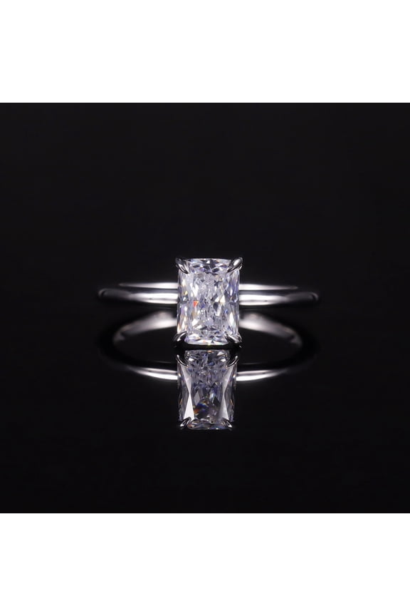 14k White Gold Plated Engagement Ring - 1.8 Ct Emerald Cut VVS1/D Lab Simulated Diamond for Her - Classic Solitaire Design - Honor Your Forever in Graceful Style