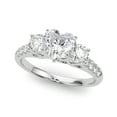 thumbnail image 1 of Eloya Jewel 2.34 Ct Heart Cut Engagement Solitaire with Accent Ring for Women - Moissanite - 14K White Gold Plated - Engagement Wedding Ring - 3 Stone Moissanite Eternity Band Ring, 1 of 2