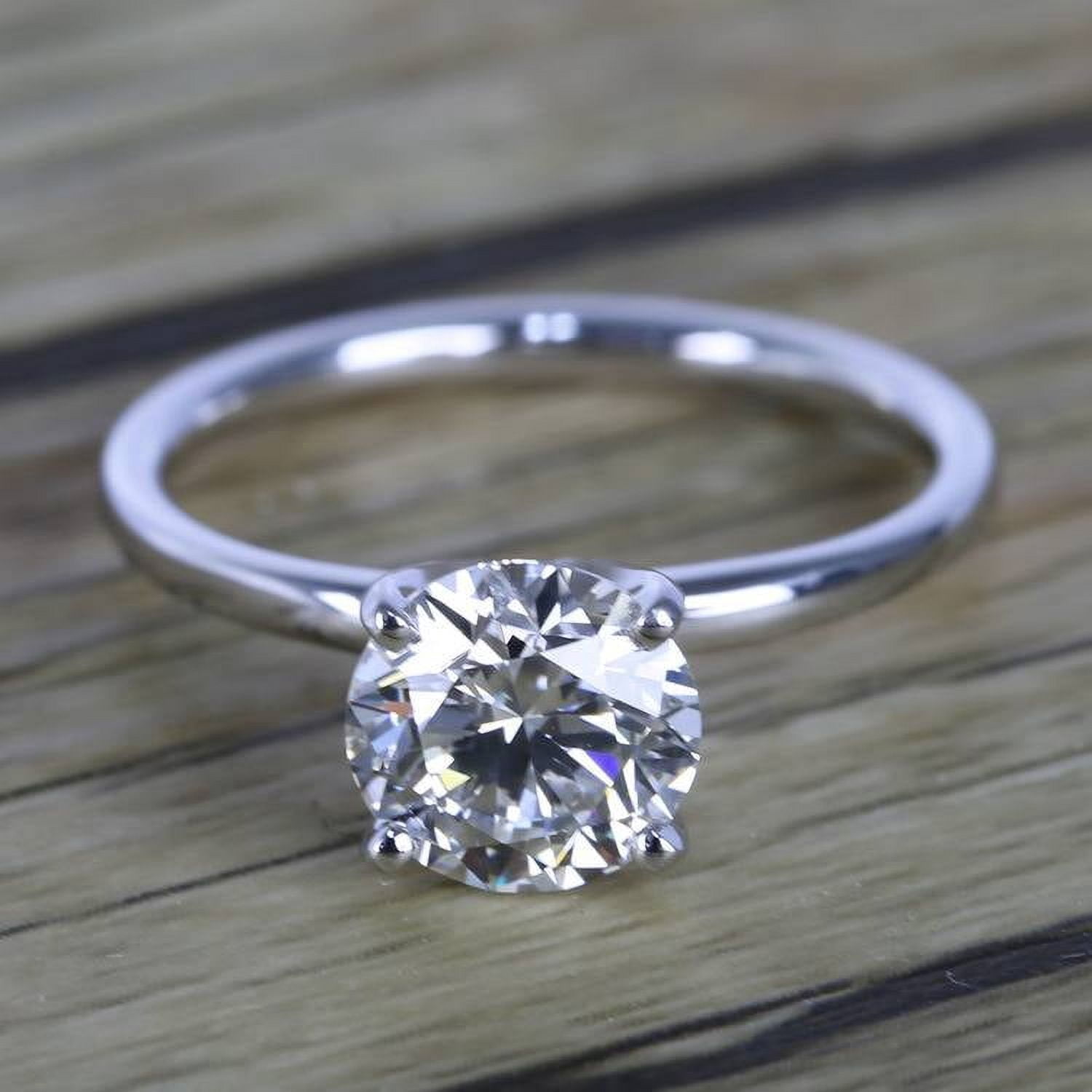 Eloya Jewel 2 Ct Round Cut Diamond Engagement Ring - 14K White Gold ...