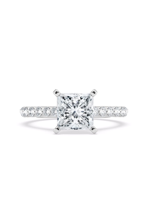 Anniversary Wedding 1.81 Ct Moissanite Princess Cut Bezel Set Ring - Stunning 14K White Gold Plated Jewelry for Women - Engagement Proposal Gift - Perfect Daily Wear Ring