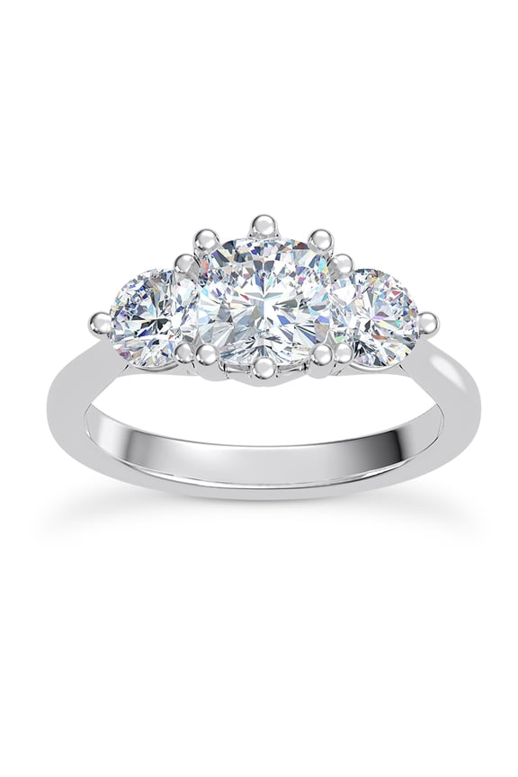 Gorgeous 2.02 Ct Cushion Cut Moissanite Engagement Ring - Moissanite - 14K White Gold Plated Prong Set - Three Stone Design Ring - Perfect for Love and Lasting Memory
