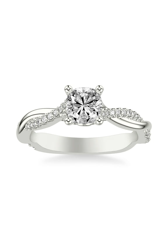 Gorgeous 2.02 Ct Cushion Cut Moissanite Engagement Ring - Moissanite - 14K White Gold Plated Ring - Split Shank and Halo Design - Perfect for Love and Lasting Memory