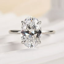 Eloya Jewel Oval Cut 2.3 Ct Solitaire Engagement Ring – Lab-Created Simulated Diamond – Prong Set – 14K White Gold Plated – Ideal Wedding or Proposal Gift