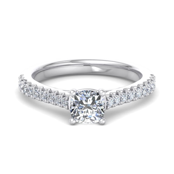 Eloya Jewel Prong Set Cushion Cut 1.38 Ct Moissanite Ring - Anniversary Ring for Women's - 14K White Gold Plated Engagement Ring for Her - Wedding Proposal Moissanite Ring - Stunning Gift