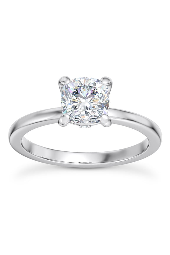 Stunning 2.02 Ct Cushion Cut Moissanite Engagement Ring - Moissanite - 14K White Gold Plated Prong Setting Ring - Hidden Halo Design - Perfect for Celebrating Love