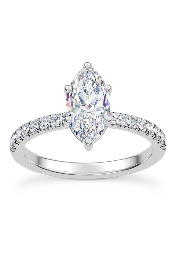 Stunning 2.24 Ct Marquise Cut Moissanite Ring - Moissanite - 14K White Gold Plated Ring - Prong Setting - Perfect for Engagement, Birthdays, and Celebrating Love