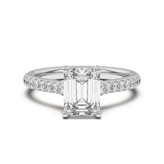 Eloya Jewel Wedding Engagement Moissanite Ring - Emerald Cut 1.49 Ct Moissanite Jewelry - 14K White Gold Plated Design for Women's - Elegant Gift for Special Moments - Birthday Gift