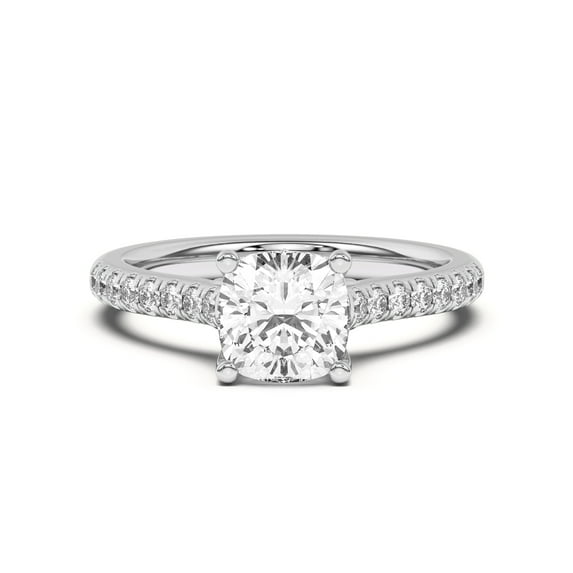 Eloya Jewel Wedding Ring for Women's - 14K White Gold Plated Moissanite Jewelry - 1.28 Ct Cushion Cut Moissanite - Elegant Engagement Bridal Ring for Women's - Perfect Gift for Loved Ones