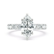 Eloya Jewelry 14K White Gold Plated Ring - 1.8 Ct Marquise Cut Moissanite Engagement Ring - Stunning Solitaire Design for Women - Ideal for Proposals or as a Special Gift for Birthdays