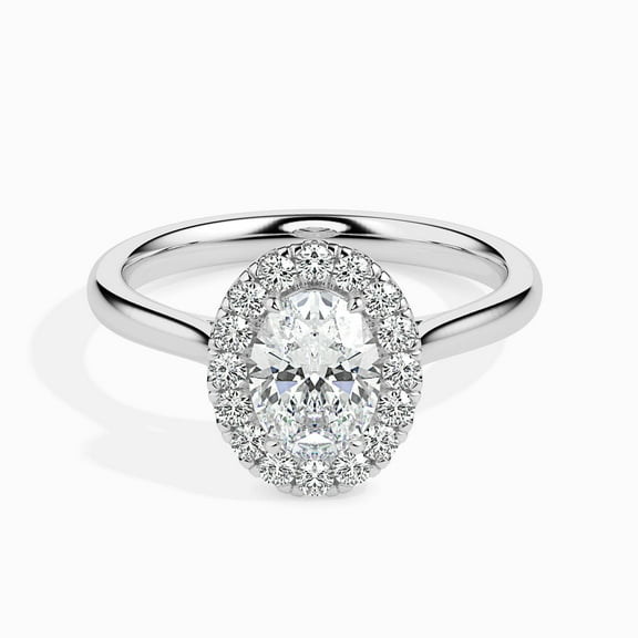 Eloya Jewelry Women's 1.6 Ct Moissanite Engagement Ring - Oval Cut Halo Design - 14K White Gold Plated - Stunning Wedding Ring - Perfect Gift for Her - Elegant Prong Setting for Proposals