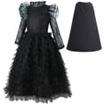 thumbnail image 1 of Girls Bad Witch Outfit Halloween Dresses with Cape Size 6-7, 1 of 7