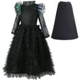 thumbnail image 1 of Elphaba Costume for Girls Female Halloween Witch Outfit Dresses with Cape, Size 6-7, 1 of 7