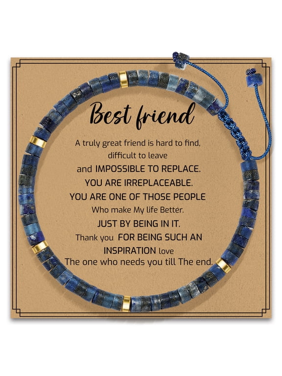 Beads Bracelets Gifts for Women: Natural Lapis Lazuli Stone Bracelet for Friendship - Graduation Christmas Birthday Gift for Best Friend Besties Aunt Mom Daughter Granddaughter