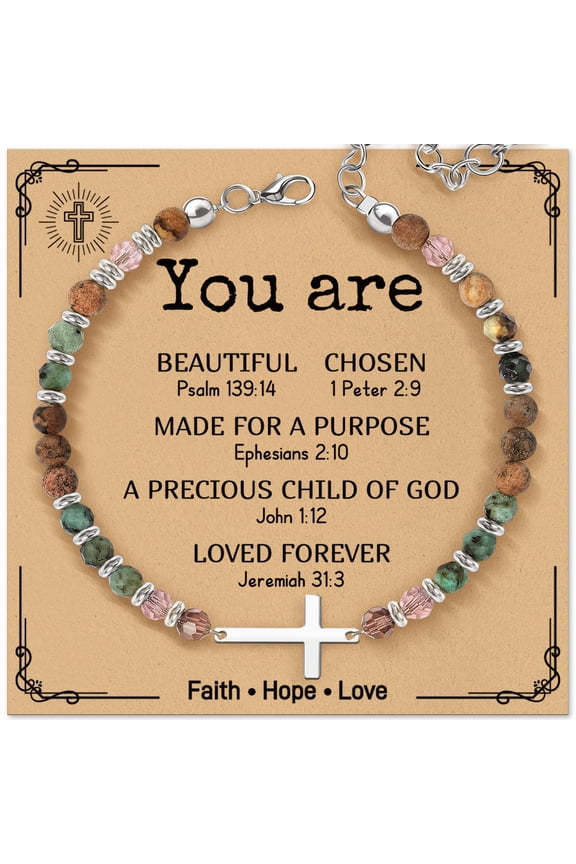 Christian Cross Bracelet for Women, Graduation Gifts for Teens Kids Girls, Confirmation Baptism Gifts, Unique Gift for Friends Daughter Mom Sister in Christ Birthday Christmas