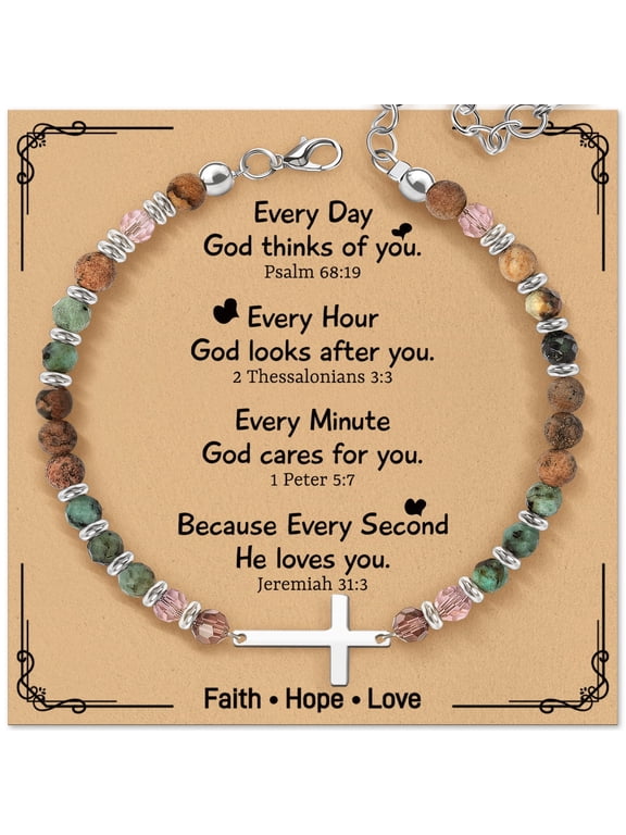 Christian Cross Bracelet for Women, Graduation Gifts for Teens Kids Girls, Confirmation Baptism Gifts, Unique Gift for Friends Daughter Mom Sister in Christ Birthday Christmas