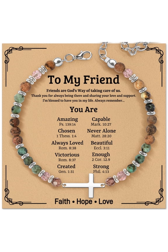 Christian Cross Bracelet for Women, Graduation Gifts for Teens Kids Girls, Confirmation Baptism Gifts, Unique Gift for Friends Daughter Mom Sister in Christ Birthday Christmas