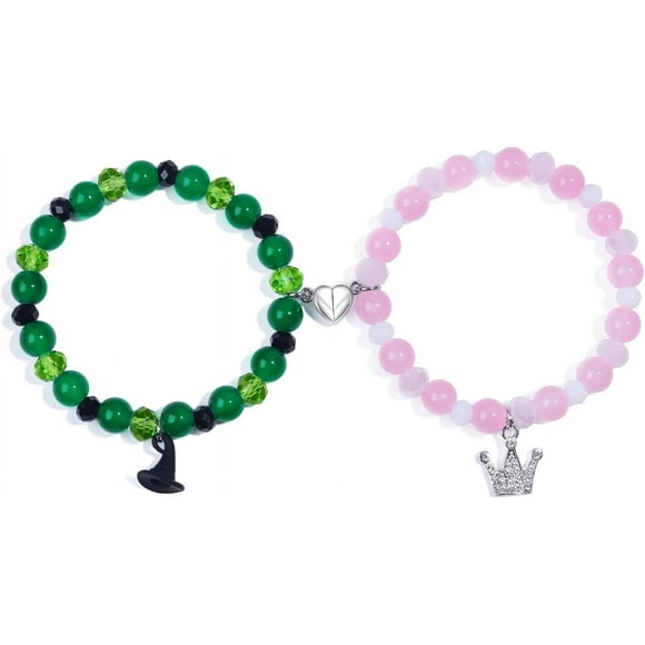 Elphaba Galinda Friendship Matching Bracelets, Movie Merch Natural Stone Hat-Crown Best Friend BFF Bracelets Jewelry Christmas Valentine's Day Gifts for Fans Friends Party Decorations
