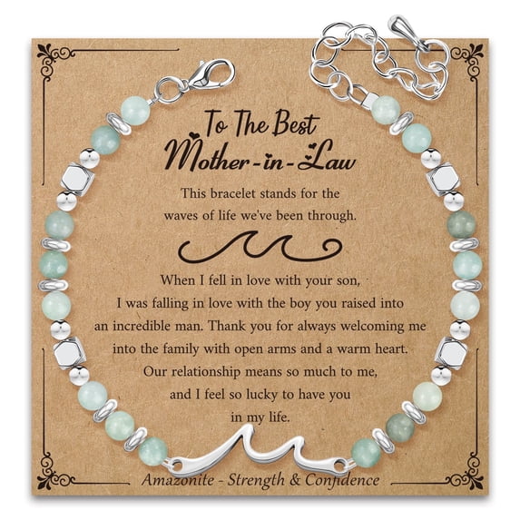 Elphaba Galinda Mother in Law Gifts from Daughter in Law - Amazonite Wave Bracelet Gift for Mother's Day Christmas Birthday Present for Future Mother in Law