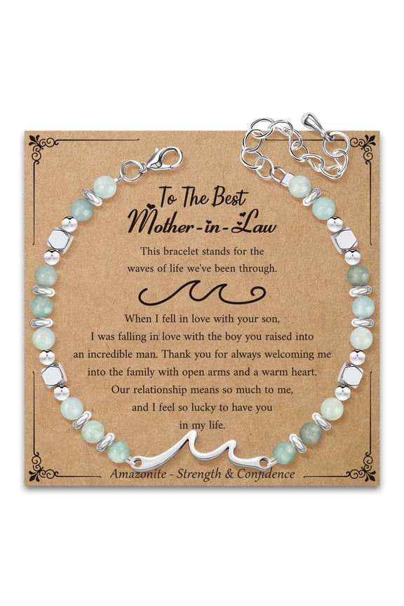 Mother in Law Gifts from Daughter in Law - Amazonite Wave Bracelet Gift for Mother's Day Christmas Birthday Present for Future Mother in Law