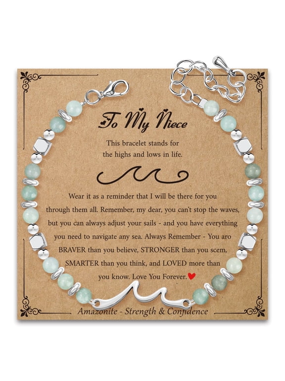 Niece Gifts from Auntie - Amazonite Wave Bracelet Gift for Graduation Christmas Birthday Present for Women