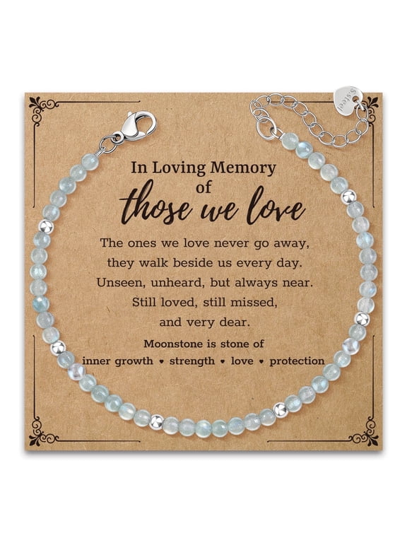 Sympathy Gifts for Loss of Loved One: Moonstone Bracelet as Memorial Bereavement Condolence Funeral Gifts - In Memory of Grand parents Mom Dad Son Husband Miscarriage