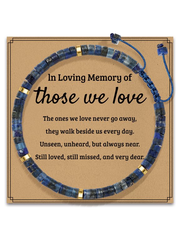 Sympathy Gifts for Loss of Loved One: Natural Lapis Lazuli Stone Bracelet as Memorial Bereavement Condolence Funeral Gifts - In Memory of Grand parents Mom Dad Son Husband Miscarriage