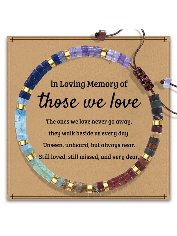Sympathy Gifts for Loss of Loved One: Natural Rainbow Stone Bracelet as Memorial Bereavement Condolence Funeral Gifts - In Memory of Grand parents Mom Dad Son Husband Miscarriage