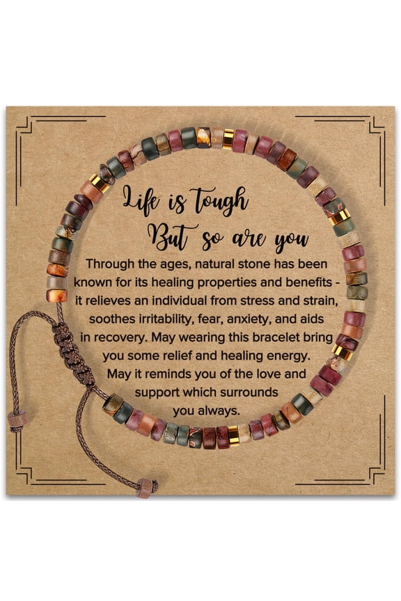 Thank You Appreciation Gifts for Women: Healing Natural Red Creek Jasper Bracelet for Coworkers Employee Boss Colleague Teacher