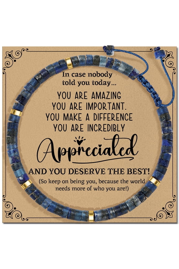 Thank You Gifts for Women - Healing Natural King Stone Bracelets with Positive Affirmations, Appreciate Gifts for Mom Best Friend Loved Sister Teacher Coworkers