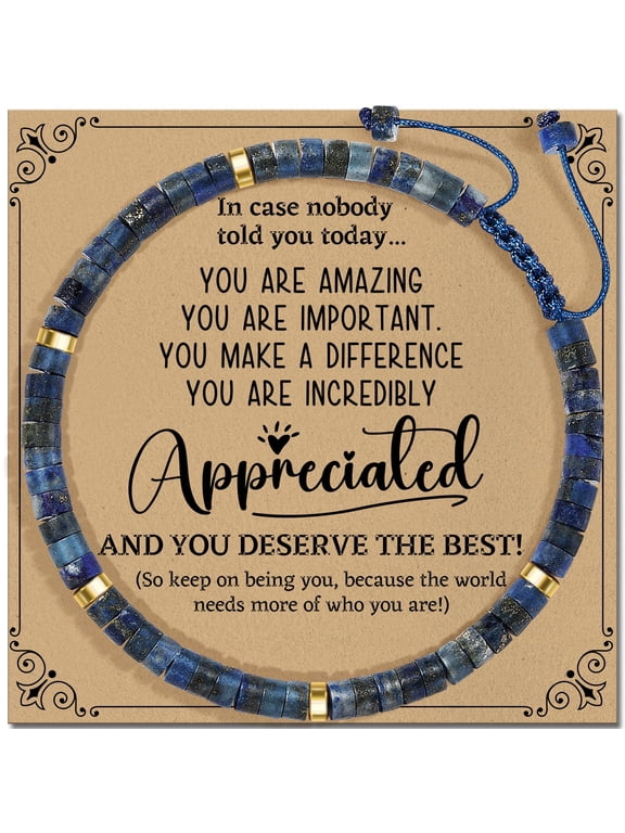 Thank You Gifts for Women - Healing Natural King Stone Bracelets with Positive Affirmations, Appreciate Gifts for Mom Best Friend Loved Sister Teacher Coworkers