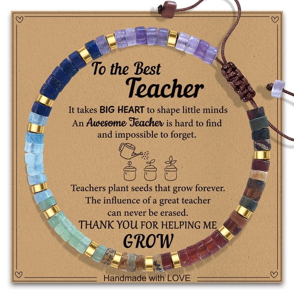 Elphaba Galinda Thank You Gifts for Women: Teacher Appreciation Gifts for Women, Teacher Gifts Natural Rainbow Stone Bracelet with Message Card for Appreciation Week from Student