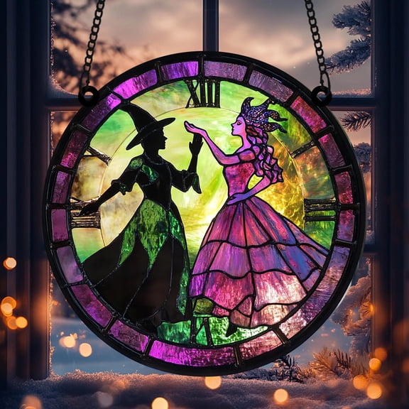 Elphaba & Glinda Besties Suncatcher, Witches of Oz Wall Hanging, Wicked Musical Ornament, Broadway Gift for Fans, Wizard Xmas Decor