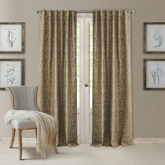 Elrene Antonia Blackout Rod Pocket/Back Tab Curtain Panel Taupe 52" W X 84" L 84 Inches