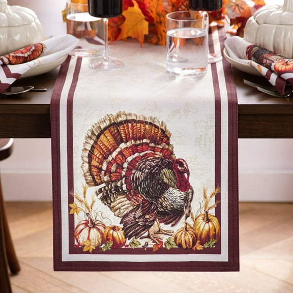 Elrene Autumn Heritage Turkey Engineered Table Runner - 13x70