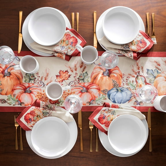 Elrene Botanical Harvest Pumpkin Engineered Table Runner - 13x70