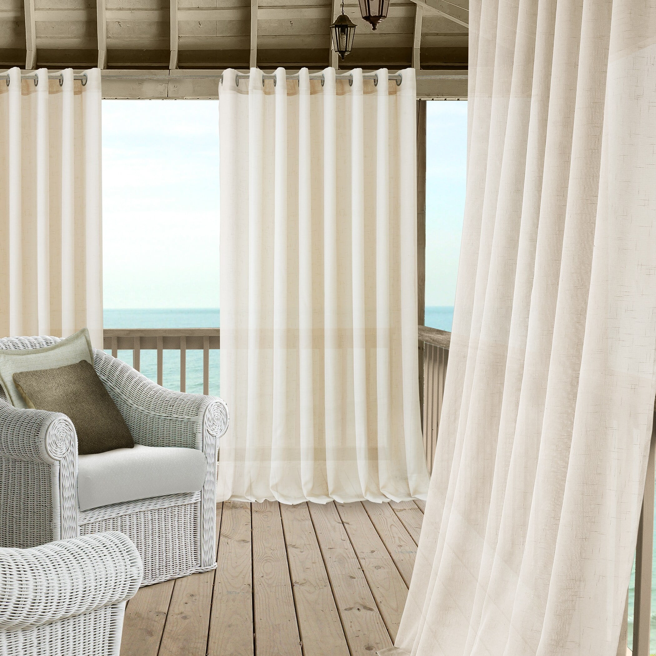 Ivory Extra Wide Sheer Grommet Top Polyester Curtain Panel