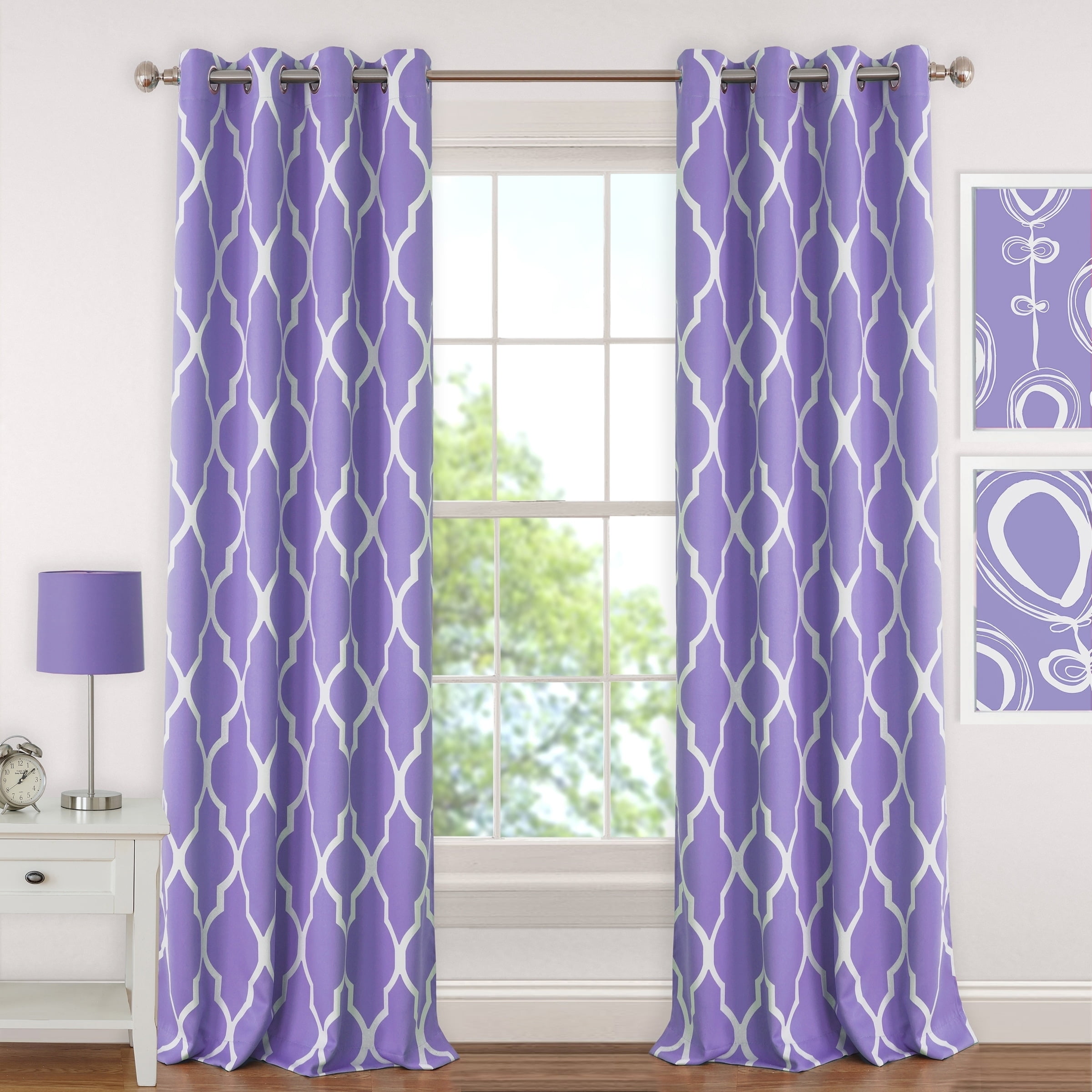Elrene  Emery Blackout Room Darkening Grommet Linen Curtain Panel Purple 52" W X 95" L 95 Inches