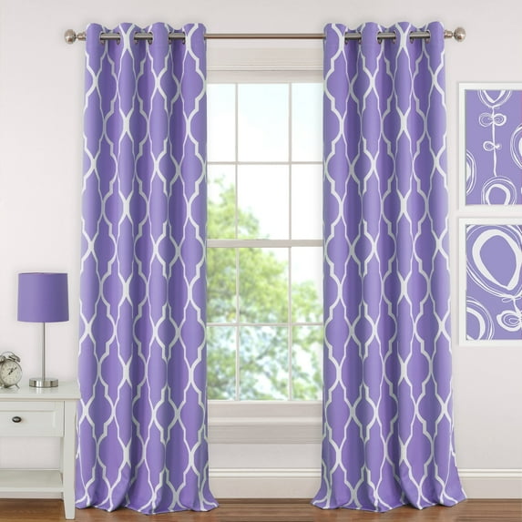 Elrene Emery Blackout Room Darkening Grommet Linen Curtain Panel Purple 52" W X 95" L 95 Inches