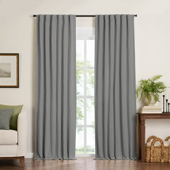 Elrene Harrow Solid Texture Blackout Window Curtain Panel 52"x84" - Dark Gray