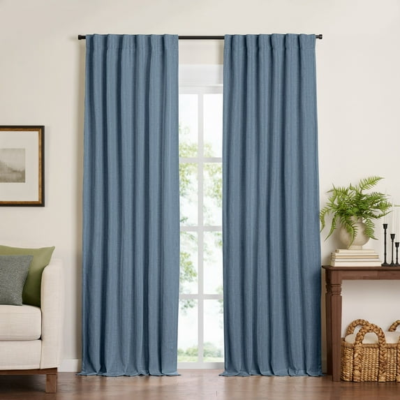 Elrene Harrow Solid Texture Blackout Window Curtain Panel 52"x95" - Blue
