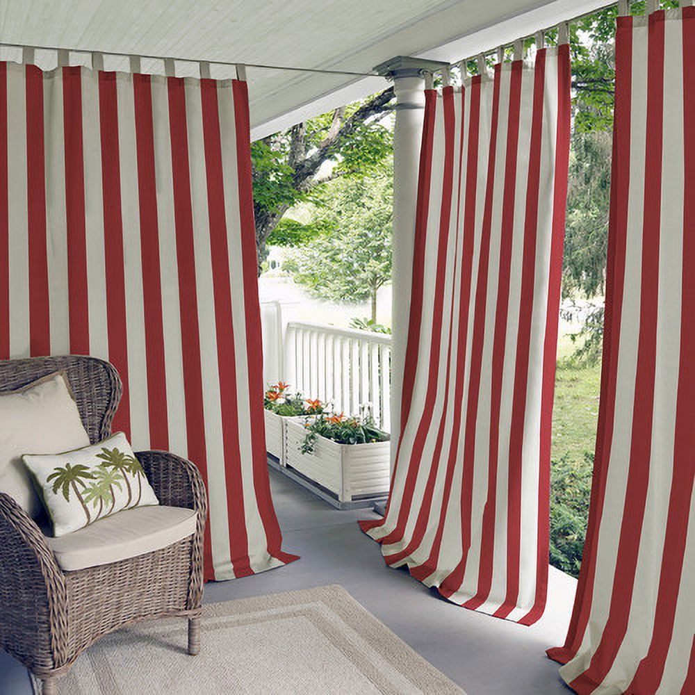 Elrene  Highland Stripe Indoor/ Outdoor Curtain Panel Red 84 Inches