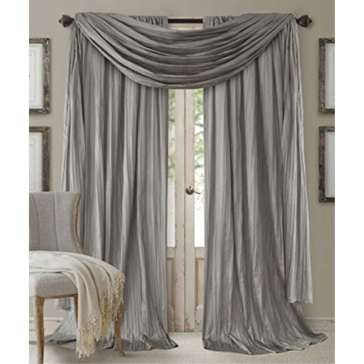 Sterling Faux Silk Ground Length Window Curtain Set