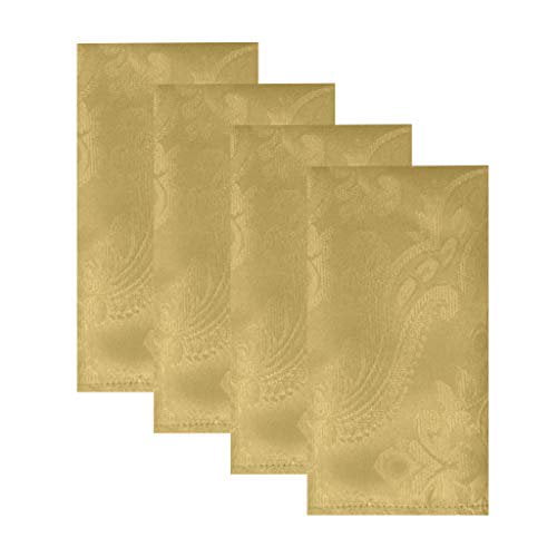Elrene Home Fashions Caiden Elegance Damask Napkin Set of 4, 17" x 17", Gold 4 Count